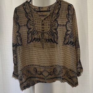 Maeve White and Blue Boho Blouse